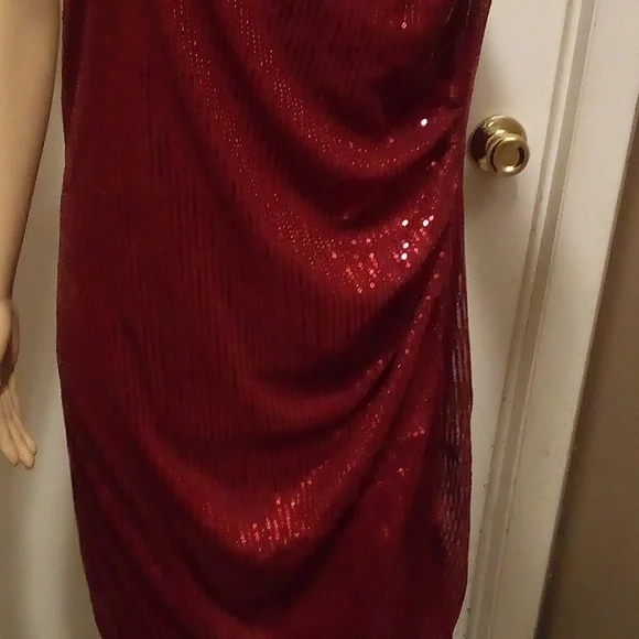 Grace Karen Red Wine Rusched Sequin Off Shoulder Cocktail Dress - Size 2XL - Picture 3 of 11